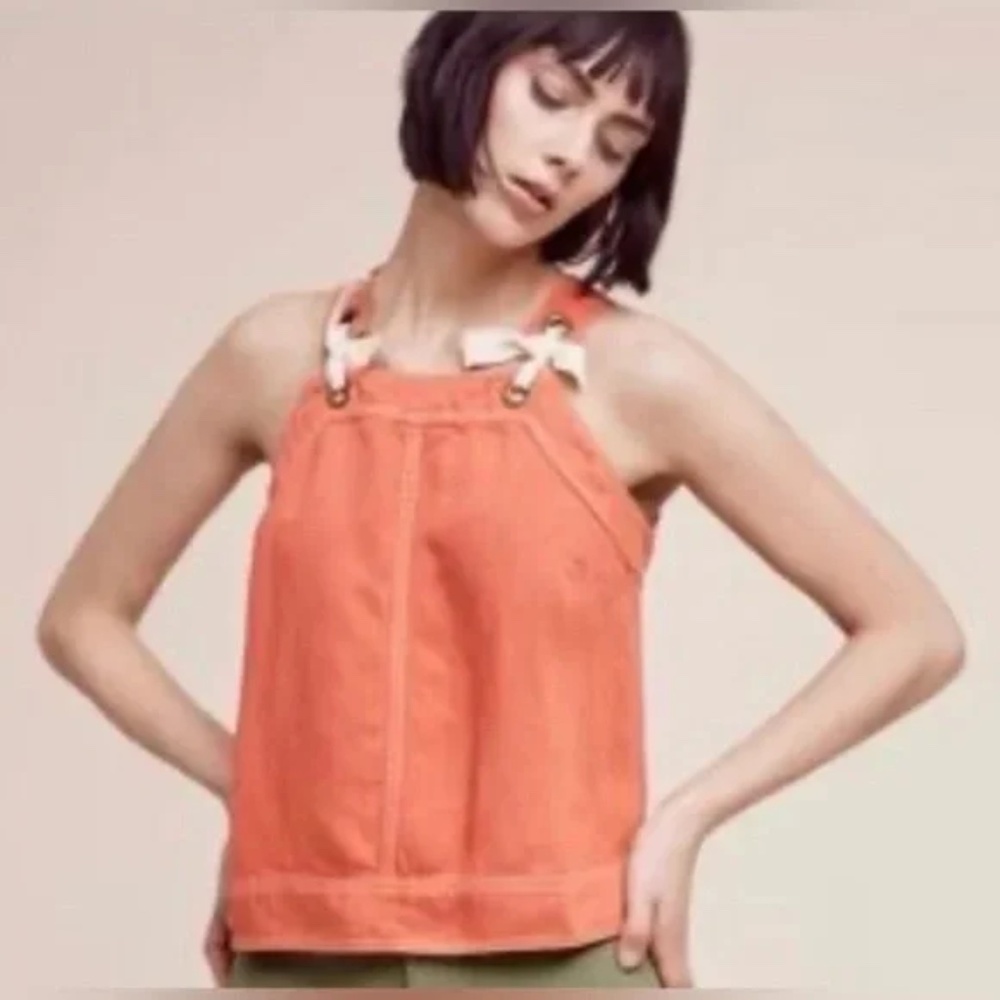 Maeve by Anthropologie Orange Sleeveless Tie Front Top Women’s Size 8
